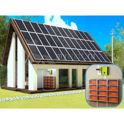 Комплект солнечных батарей 10кВт/2400Ач/60кВт*ч в сутки "Гибридная электростанция - 10080" (3 ФАЗЫ)